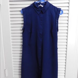 Navy collared tank dress knee length